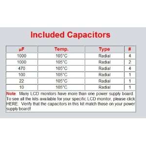  Repair Kit, Sceptre X20WG, LCD Monitor Rev.2, Capacitor 