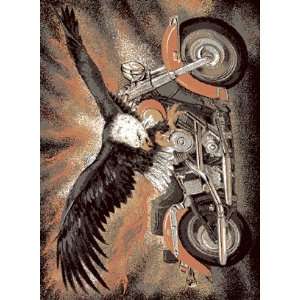 Novelties Collection Easy Rider Motorcycle Eagle Area Rug 5.30 x 7.20 