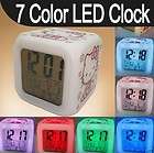LED Color Changing Change Electronic LCD Hello Kitty Digital Alarm 