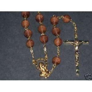   : 8mm Round Carved Dark Brown Beads Rosary 22 Long: Everything Else