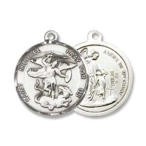Sterling Silver St. Michael the Archangel Guardian Angel Medal with 24 