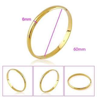 18k Yellow Gold Filled Womens Openable Bracelet Bangle 60mm Smooth 
