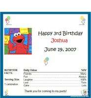 ELMO SESAME STREET BIRTHDAY PARTY CANDY BAR WRAPPERS  