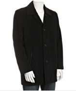 Cole Haan black wool cashmere four button coat style# 304025003