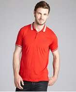 Paul Smith rosso cotton blend handprint polo shirt style# 319789101