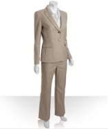 Tahari ASL khaki pinstripe two button pants suit style# 314565301