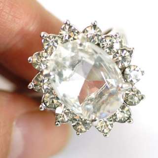 r7508 Size 8 Stylish Engagement White Sun Flower Gemstone 14K GP 