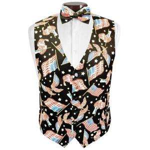 Old Glory American Flag Tuxedo Vest and Bowtie  