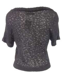 you are bidding on a ball of cotton black knit cropped cardigan 
