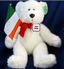 St. Patricks Day White Bear with Flag and Irish Pride Badge