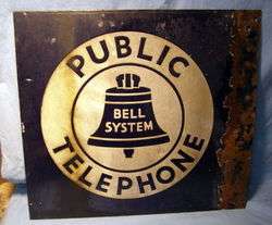 Old BELL TELEPHONE   Porcelain Enameled sign BIG nice  