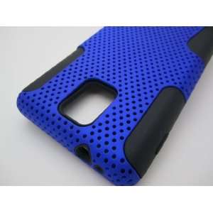  BLUE Hybrid Mesh Hard Plastic Back Cover + Silicone Skin 