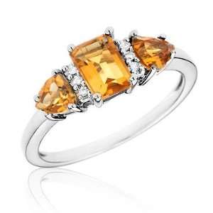  Citrine and Diamond Ring   Size 6 Jewelry
