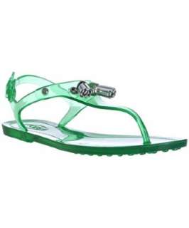 Tods green transparent tassel detail jelly thongs   