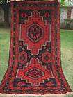 vintage kazak caucasian antique wool area rug carpet red blue