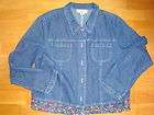 impulse california jean jacket shirt with embroidered flowers   size 