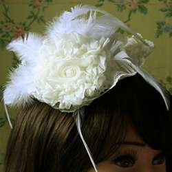 Wedding bridal white mini top hat Cocktail Fascinator  