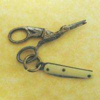 ANTIQUE VICTORIAN ENGLISH ENGRAVED STORK SCISSORS OPENING UTILITY TOOL 