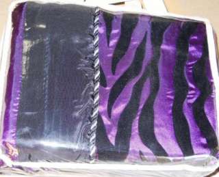 17 pc Purple/Black Zebra Comforter/Drape/Sheet Set TWIN  