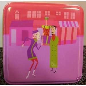 50s style Shag Mod Couple Shopping Tin Trinket Box mod