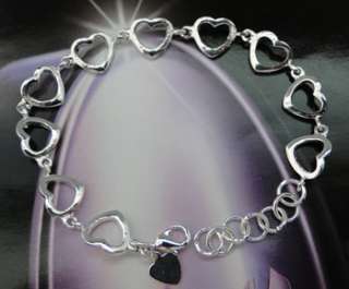 925 Sterling Silver Heart Cham Link Bracelet JB80  