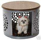 23 Round Dog Crate with Solid Wood Top