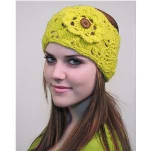 Stretch Headband Yellow with Button
