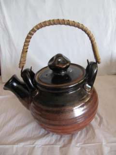 Vintage Two Tone Brown Glazed Stoneware Tea Pot Japan  