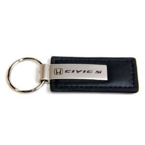   Si Black Leather Official Licensed Keychain Key Fob Ring: Automotive