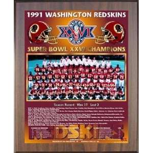 1991 Washington Redskins Super Bowl Championship Team Photo Plaque 