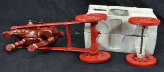 Vintage Cast Iron Fresh Milk Cart w/ Horse & Driver Toy  