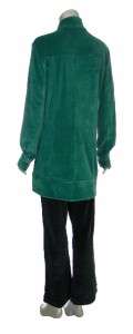Sutton Studio Womens Cotton Blend Green Black Velour Toggle Jacket 