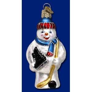  Old World Christmas Hockey Snowman Glass Ornament #24070 