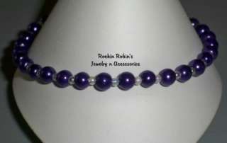 Stretch Purple Pearl Anklet Ankle Bracelet   10  