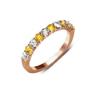   Citrine (AA+ Clarity,Orange Color) 10 Stone Wedding Ring in 14K Rose