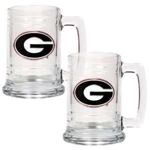  University Of Georgia Bulldogs 2pc 15oz Glass Tankard Set 