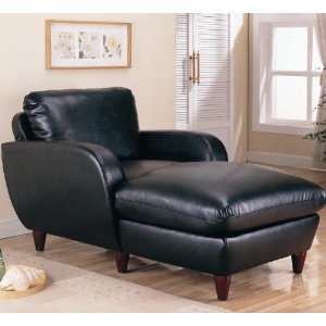  Black Contemporary Leather Chaise