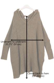 HOODED SWEATER DRESS batwing sleeve knit tunic poncho cape over size 