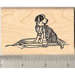  St. Bernard Puppy Dog Rubber Stamp   Wood Mounted: Arts 