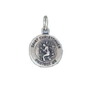    Sterling Silver Mini Saint Christopher Medallion Charm Jewelry