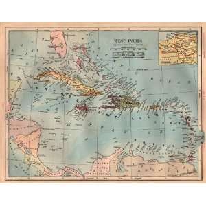    Butler 1887 Antique Map of the West Indies: Kitchen & Dining