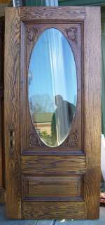 oak Wood DOOR with Large BEVELED GLASS Window   NICE D52  