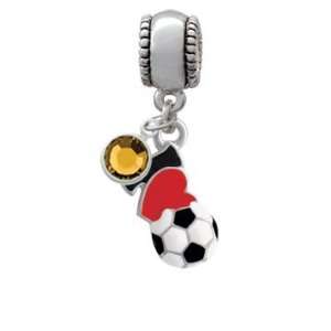  I love Soccer   Red Heart European Charm Bead Hanger with 