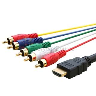   to 5 RCA Audio Video AV Component Cable Wire 1.5m 5Ft M/M Gold  