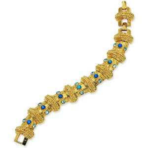   Reconstituted Turquoise Ball Bracelet/Gold Plated Mixed Metal Jewelry