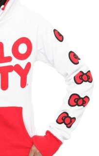 HELLO KITTY~ CLASSIC RED & WHITE I AM RED BOWS DOWN THE ARM HOODIE 