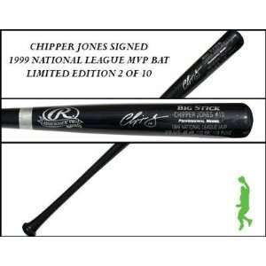  Chipper Jones Autographed Bat   1999 National League Nl 