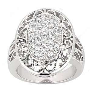   00ct 14k White Gold Diamond Fancy Ring E Color Si1 Clarity: Jewelry