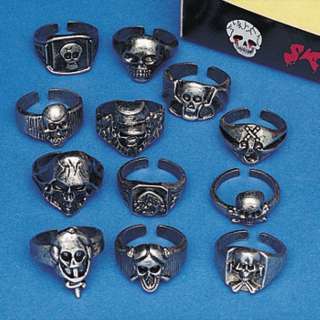 12 Metal Pewter Finished Pirate Skull Rings #R1021 780984139087  