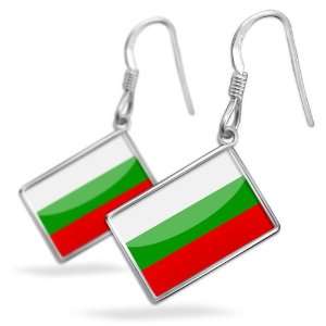  Earrings Bulgaria Flag with French Sterling Silver 